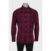 Men's burgundy checked shirt