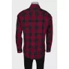 Men's burgundy checked shirt