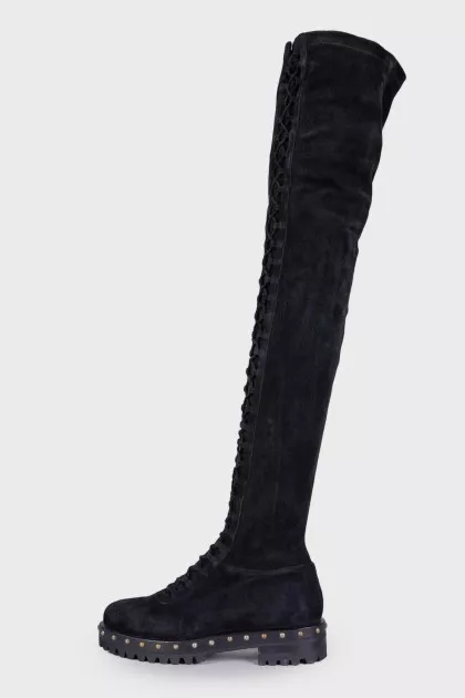 Suede over the knee boots with stars