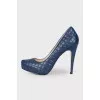 Navy blue quilted shoes