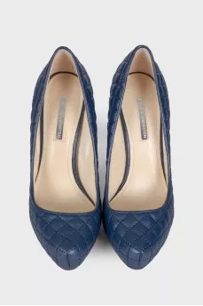 Navy blue quilted shoes