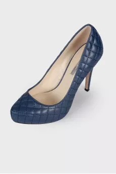 Navy blue quilted shoes