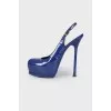 Navy blue peep toe shoes
