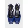 Navy blue peep toe shoes