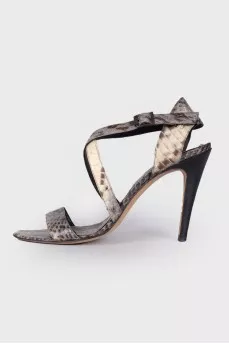 Sandals with snakeskin effect