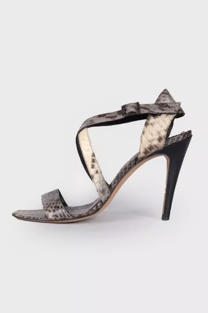 Sandals with snakeskin effect