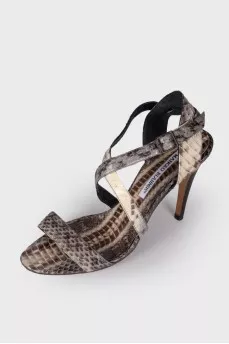 Sandals with snakeskin effect