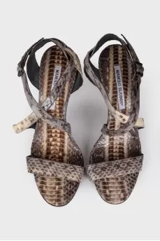 Sandals with snakeskin effect