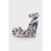 Textile wedge sandals