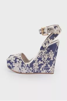 Textile wedge sandals
