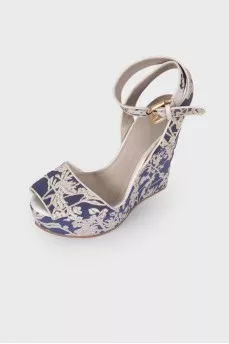 Textile wedge sandals