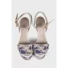 Textile wedge sandals