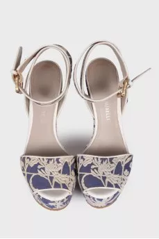 Textile wedge sandals