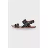Suede sandals with rhinestones