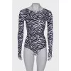 Zebra print bodysuit with tag