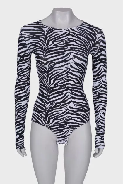 Zebra print bodysuit with tag