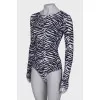 Zebra print bodysuit with tag