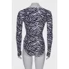 Zebra print bodysuit with tag