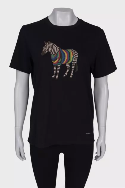 Black zebra print T-shirt