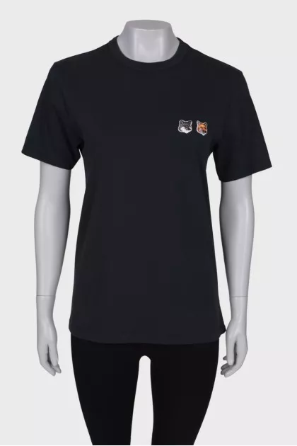 Dark gray T-shirt with patches