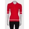 Red ribbed polo