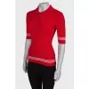Red ribbed polo