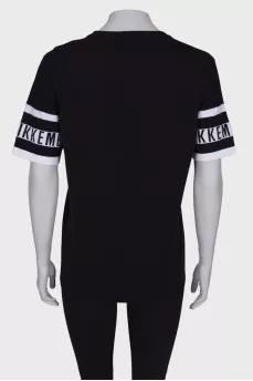 Black T-shirt with logo on the sleeves