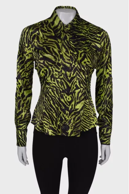 Green zebra print shirt