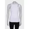 Ribbed top with cut-out shoulder