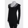 Blouse with wide neckline and bow