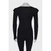 Blouse with wide neckline and bow