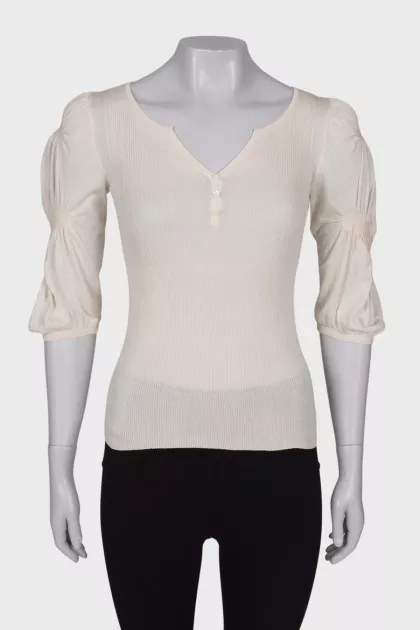 Milk T-shirt with lantern sleeve