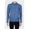 Blue printed silk shirt