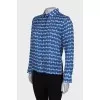 Blue printed silk shirt