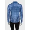 Blue printed silk shirt