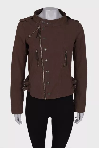 Asymmetric zip fabric jacket