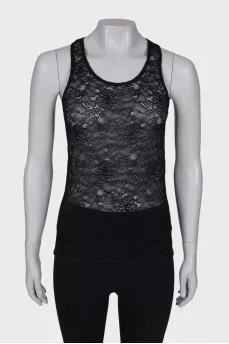 Openwork black T-shirt