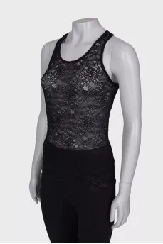 Openwork black T-shirt