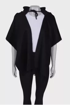 Hooded wool cape