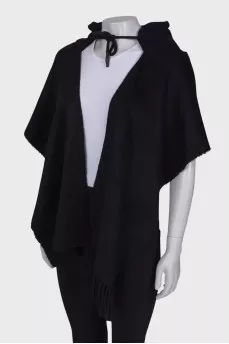 Hooded wool cape