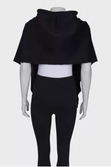 Hooded wool cape