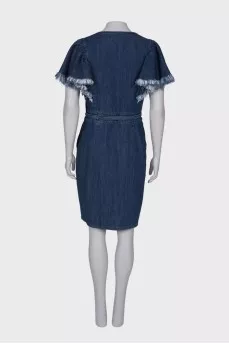 Denim dress with belt, with tag