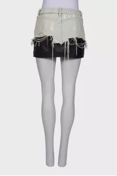 Leather combi skirt with jeans
