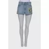 Embroidered denim shorts