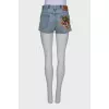 Embroidered denim shorts