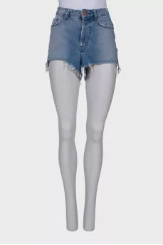 Raw hem denim shorts