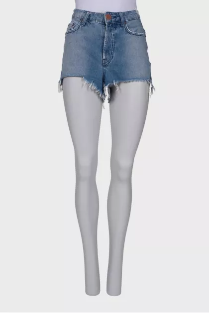 Raw hem denim shorts