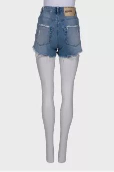 Raw hem denim shorts