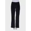 Velor navy blue trousers with stripes