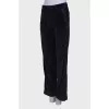 Velor navy blue trousers with stripes